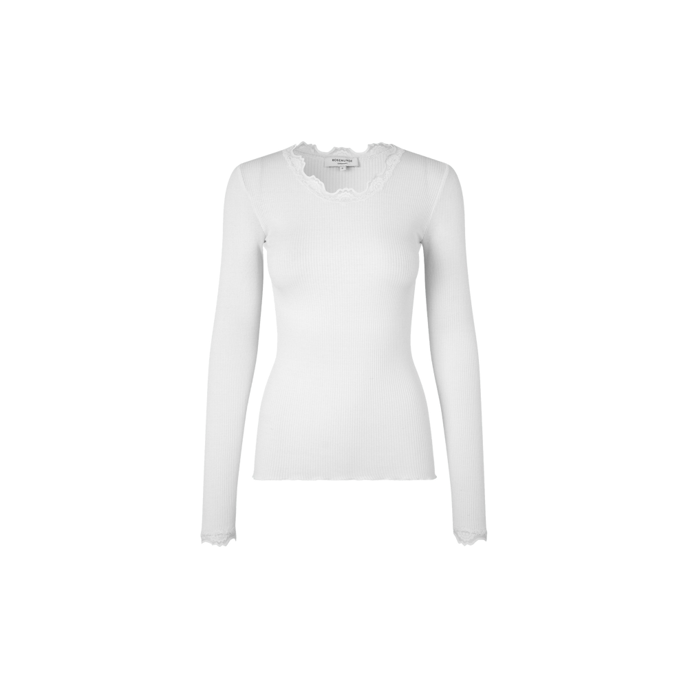 BABETTE SILK LS LACE SHIRT Ecru