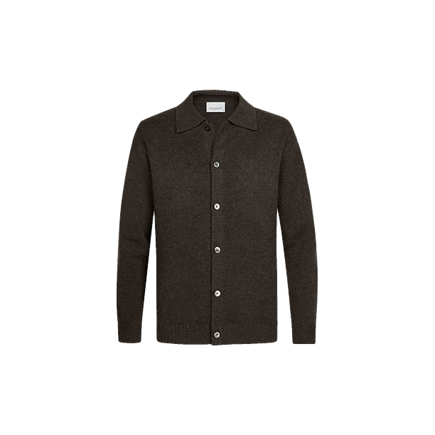 CARDIGAN FULL BUTTON D BROWN Licht Bruin