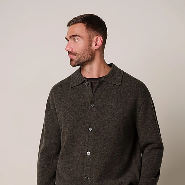 CARDIGAN FULL BUTTON D BROWN Licht Bruin