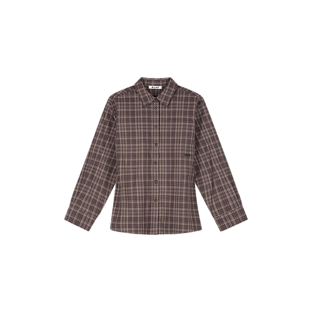 CHECKED FITTED SHIRT Donker Bruin