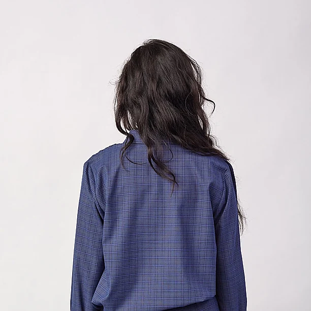 DAXTERCC CHECK PLEAT SHIRT Blauw