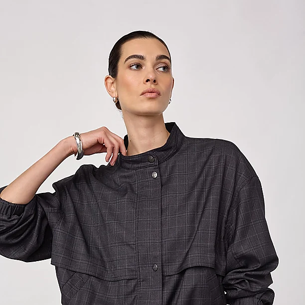 ELORACC CHECK JACKET Donker Grijs