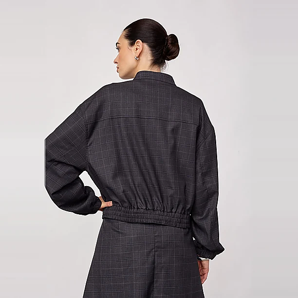 ELORACC CHECK JACKET Donker Grijs