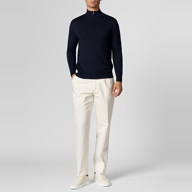 EXTRAFIINE MERINO ZIPPER SWEATER Marine