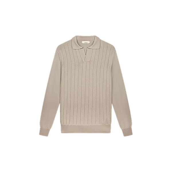 EXTRAFINE MERINO RIBBED BUTTONLESS POLO