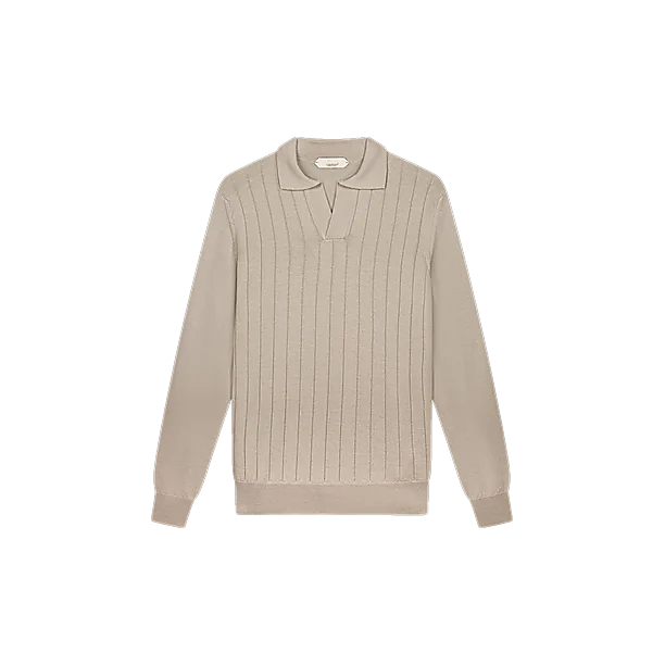 EXTRAFINE MERINO RIBBED BUTTONLESS POLO Grege