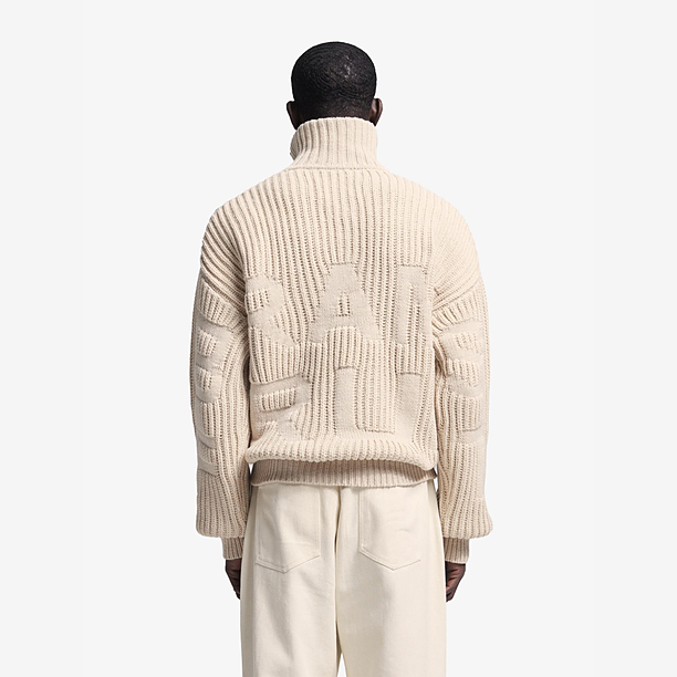FISHERMAN QUARTER ZIP KNIT Beige