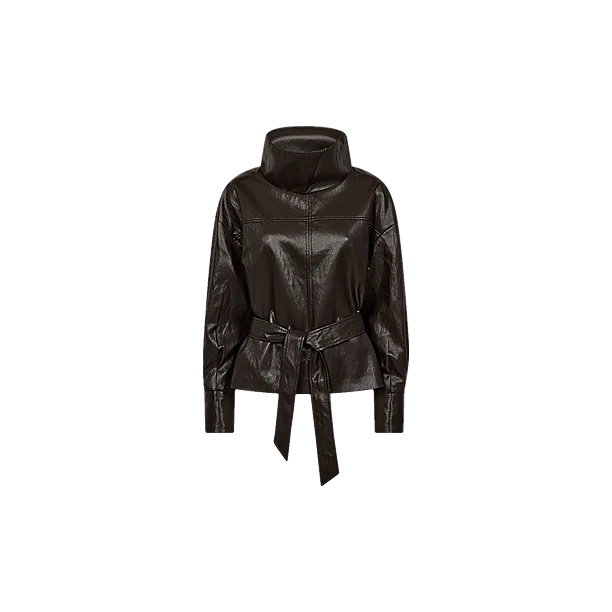 GITT FUNNEL NECK BLOUSE Donker Bruin