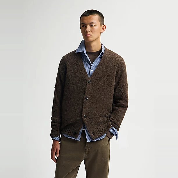 HAIRY TEXTURE CARDIGAN Licht Bruin