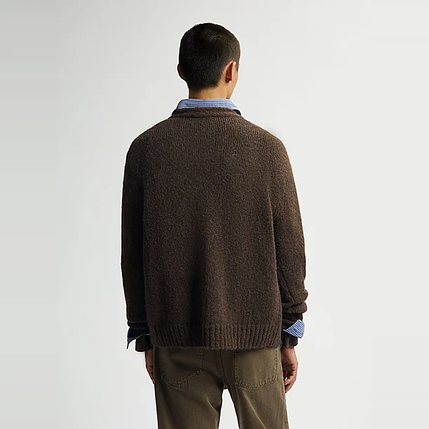 HAIRY TEXTURE CARDIGAN Licht Bruin