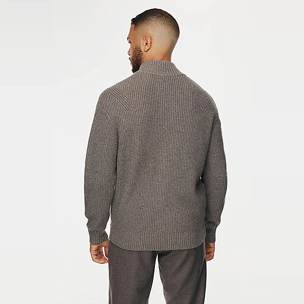 JACKET ZIP LS KNITWEAR Taupe