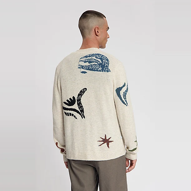 KUROSHIO KNITTED CARDIGAN WITH INTARSIA Licht Bruin