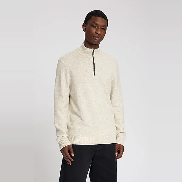 LAMAR KNITTED HALF ZIP Off White