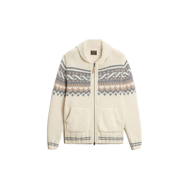 LAMBSWOOL MOHAI CARDIGAN GG3 MILY CREAM JACQUARD Wit