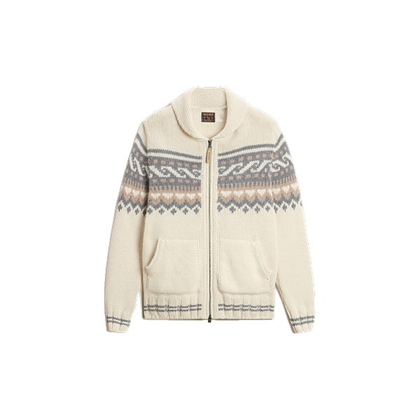 LAMBSWOOL MOHAI CARDIGAN GG3 MILY CREAM JACQUARD