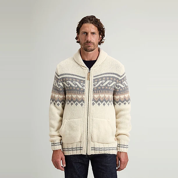 LAMBSWOOL MOHAI CARDIGAN GG3 MILY CREAM JACQUARD Wit