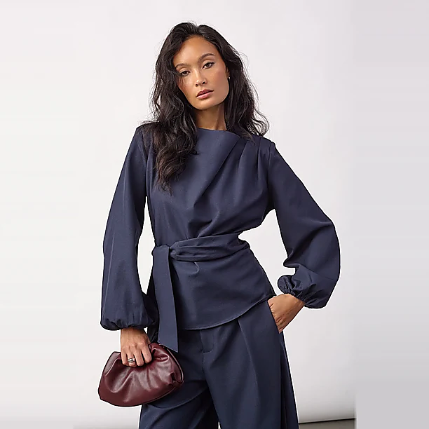 LUNACC TIE BLOUSE Marine