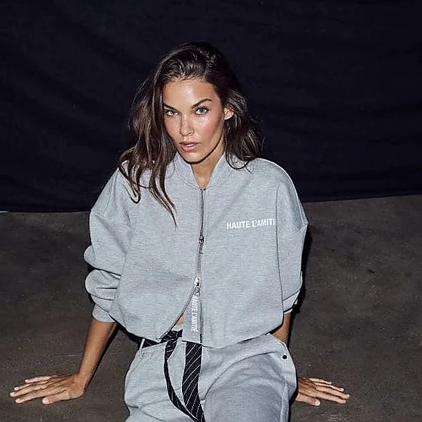 MAXI CROP ZIP SWEAT Grijs