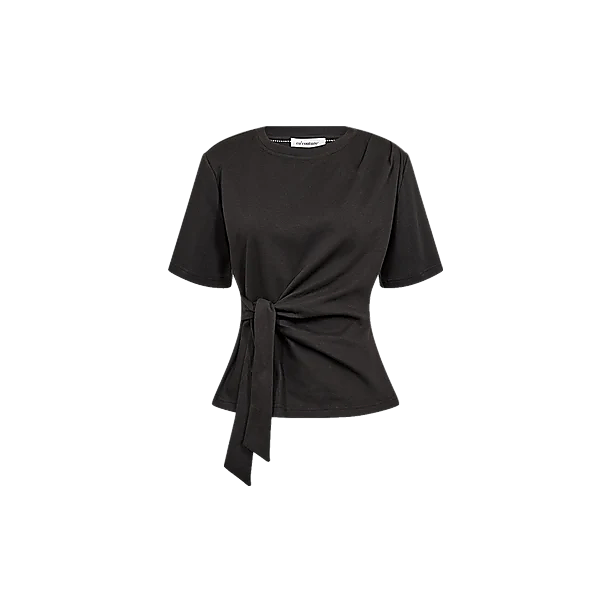 ORIANE PLEAT TIE TEE Zwart