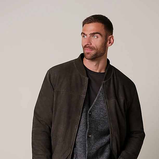 OUTERW BOMBER SUEDE D.BROWN Licht Bruin