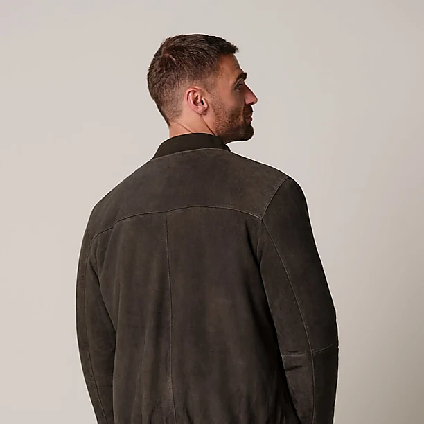 OUTERW BOMBER SUEDE D.BROWN Licht Bruin