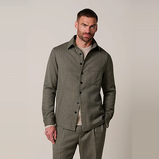 OVERSHIRT MOULINE BROWN Bruin