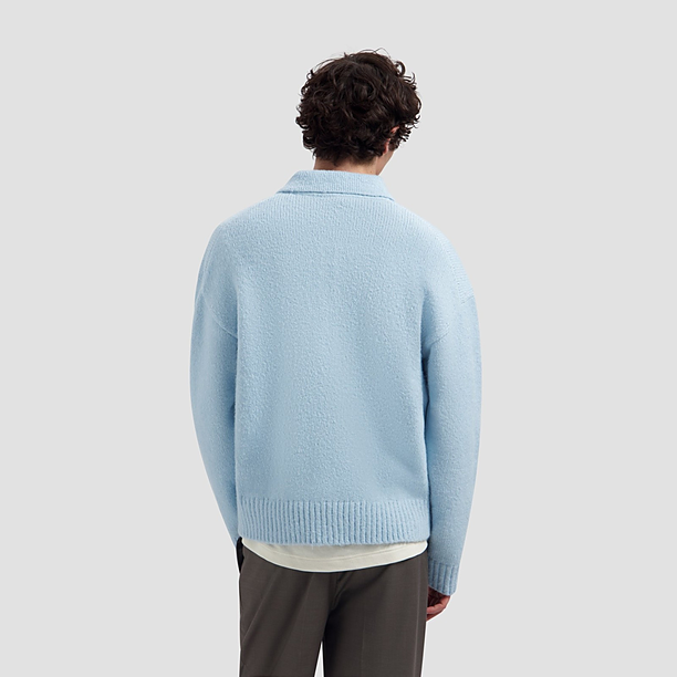 OVERSIZED KNITTED POLO Blauw