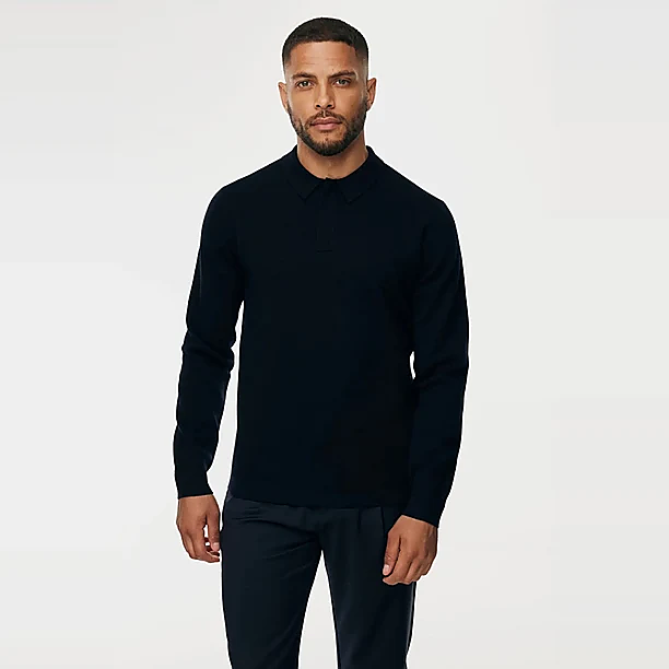 POLO ZIP LS KNITWEAR Marine