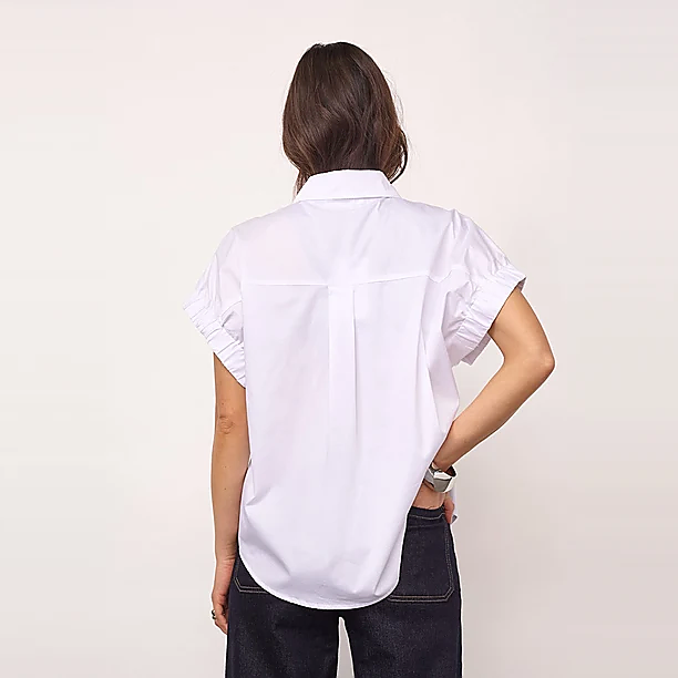 POPPY ELASTIC CUFF SS SHIRT Wit