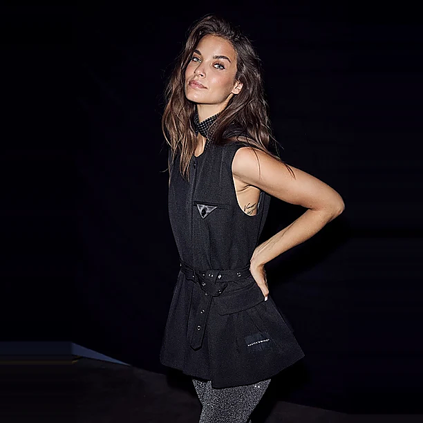 PREMIERE PEPLUM BELT VEST Zwart