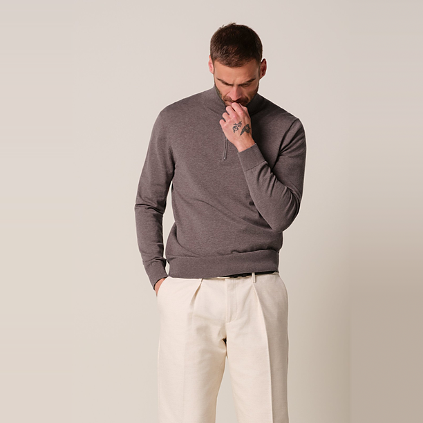 PULLOVER HALF ZIP AUBERGINE Diversen