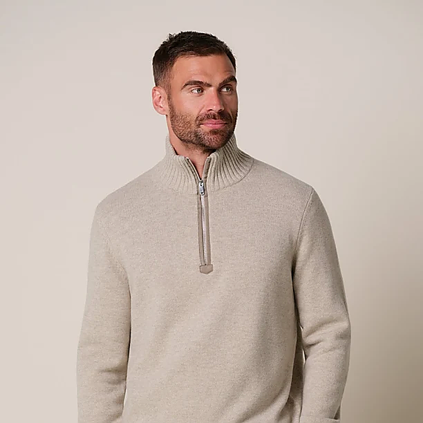 PULLOVER HALF ZIP BEIGE Beige