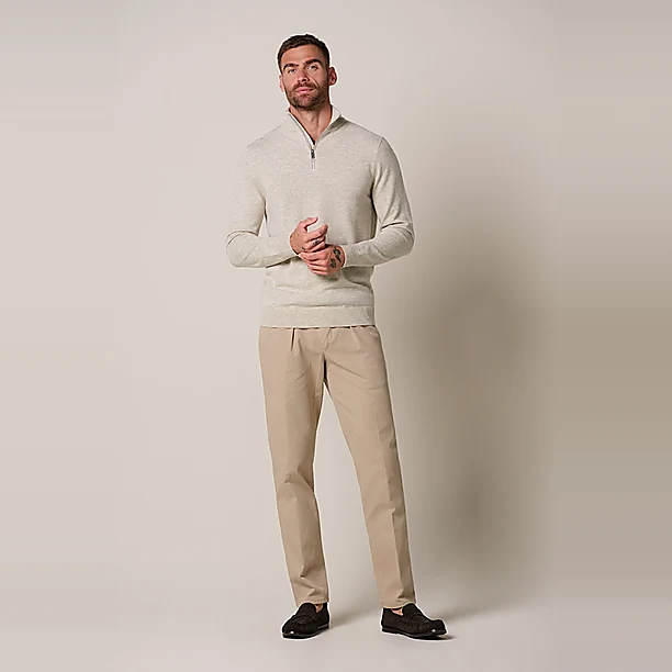 PULLOVER HALF ZIP BEIGE Beige