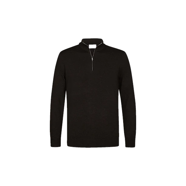 PULLOVER HALF ZIP D BROWN Licht Bruin
