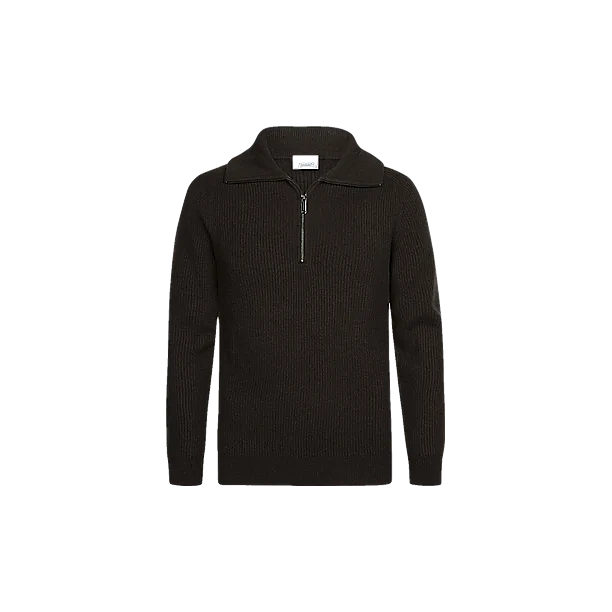 PULLOVER HALF ZIP D BROWN Licht Bruin