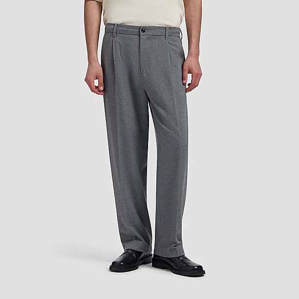 REGULAR PLEATED PANT Muis Grijs