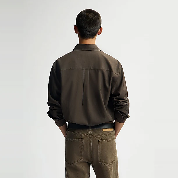 RELAXED LS SHIRT Licht Bruin