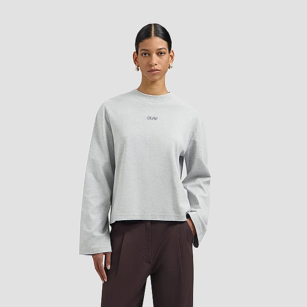 RETRO LOGO LS TEE Licht Grijs
