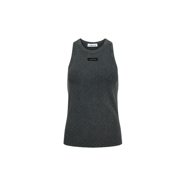 RIB BADGE ACID STONE TANK Zwart
