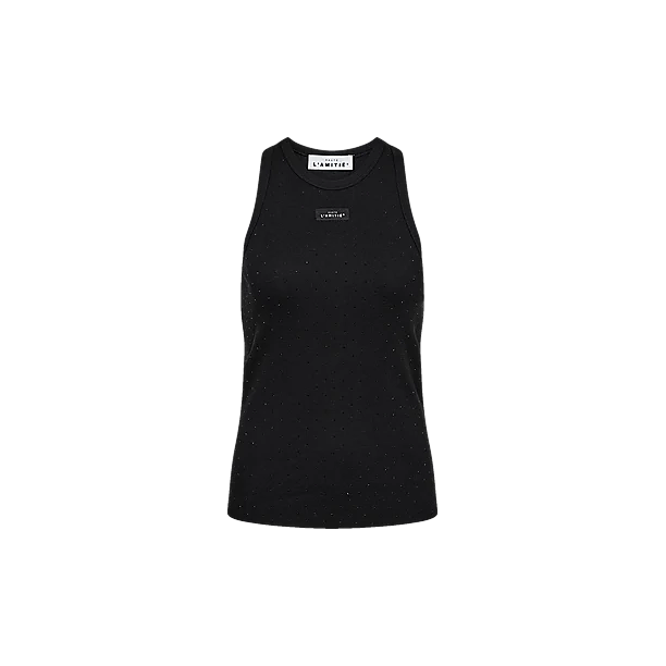 RIB BADGE STONE TANK Zwart