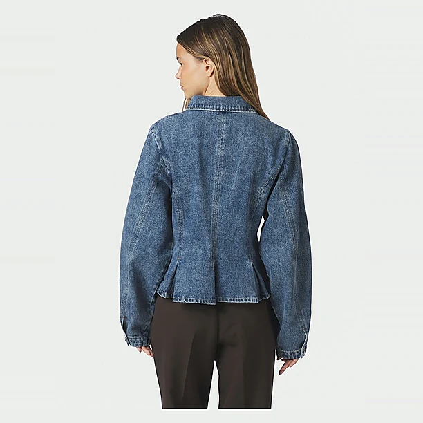 RIVORA DENIM PEPLUM JACKET Kobalt