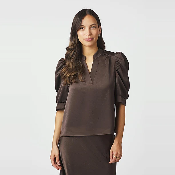 ROELLA HEAVY SATEEN BLOUSE Bruin