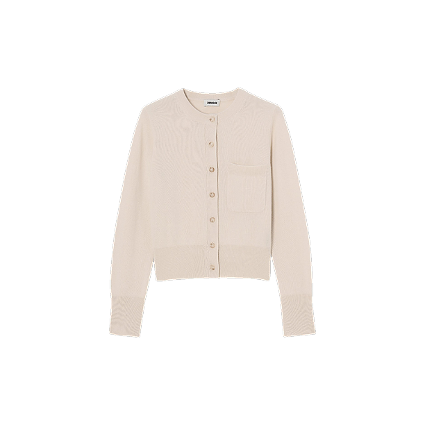 ROUND NECK CARDI Off White