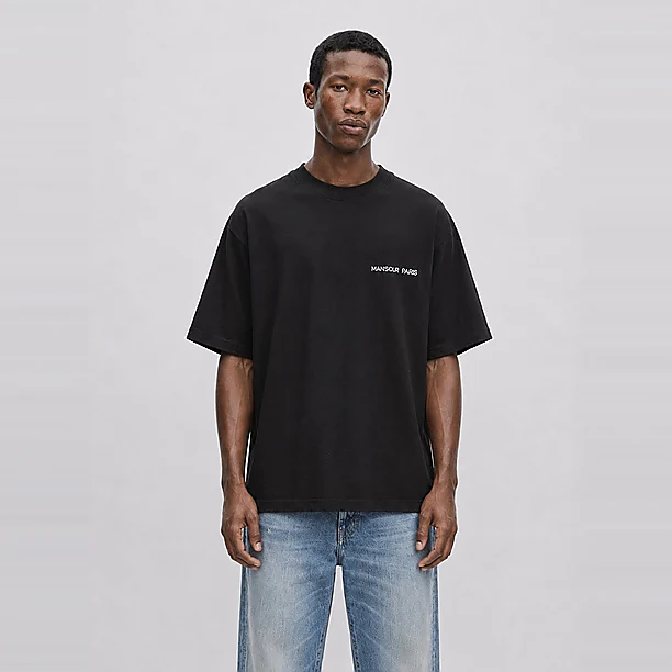 SCRIPT EMBROIDERY T-SHIRT Zwart
