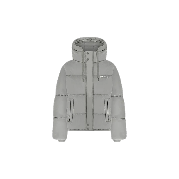 SIGNATURE HOODED PUFFER JACKET Grijs