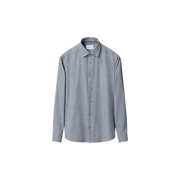 SOLID FLANNEL SHIRT Licht Blauw