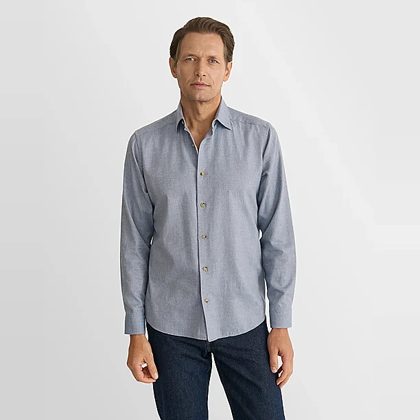 SOLID FLANNEL SHIRT Licht Blauw