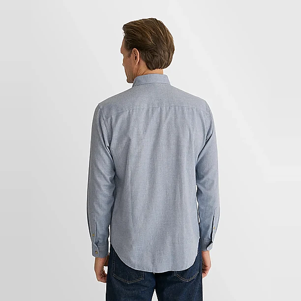 SOLID FLANNEL SHIRT Licht Blauw