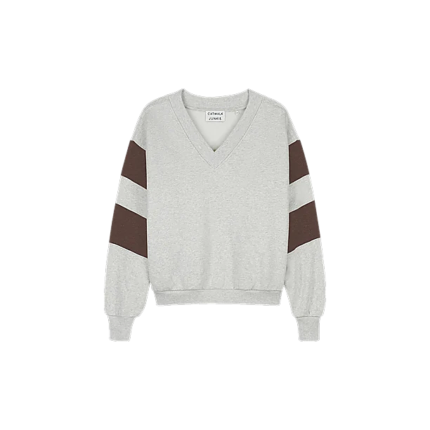 Sporty Vneck sweater Grijs