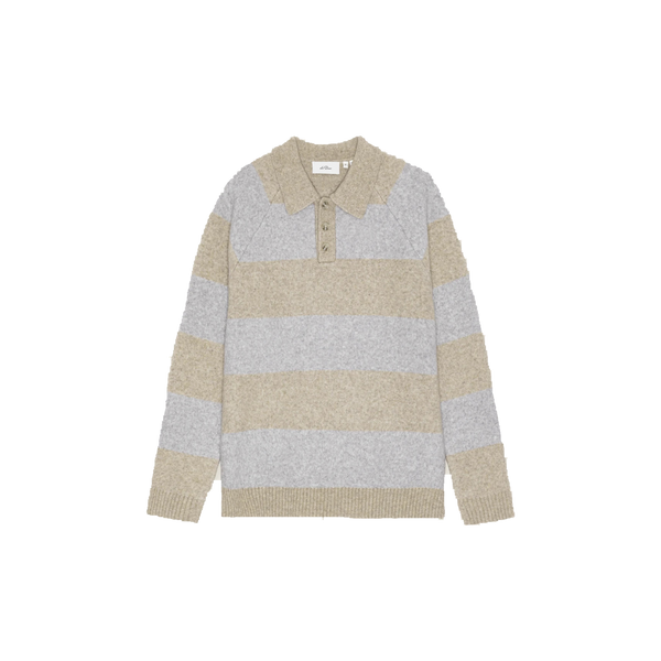 STIPED MELANGE KNITTED POLO